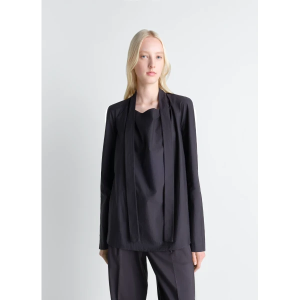 Lemaire Ascot Blouse in Washed Cotton Silk - Tops - Parisian Minimalist Luxury at Luxury Shoes 