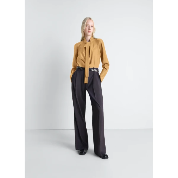 Lemaire Ascot Blouse in Washed Cotton Silk - Tops - Parisian Minimalist Luxury at Luxury Shoes 