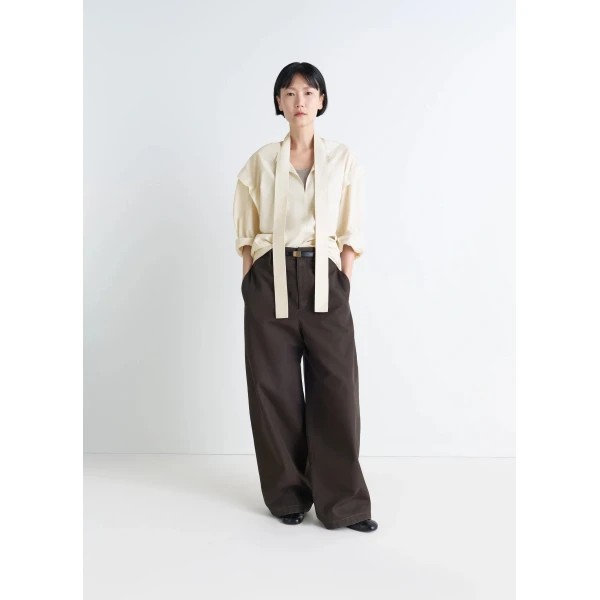 Lemaire Ascot Blouse in Washed Cotton Silk - Tops - Parisian Minimalist Luxury at Luxury Shoes 