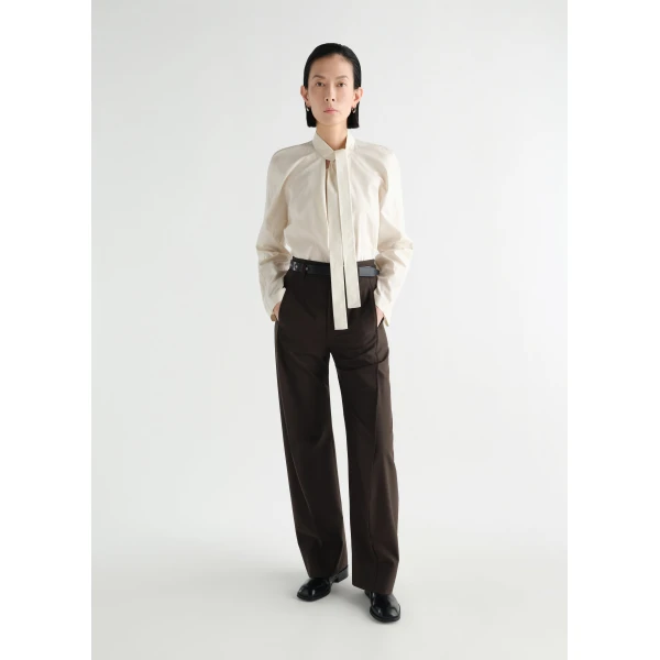 Lemaire Ascot Blouse in Washed Cotton Silk - Tops - Parisian Minimalist Luxury at Luxury Shoes 