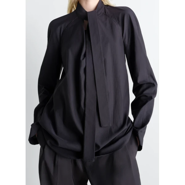 Lemaire Ascot Blouse in Washed Cotton Silk - Tops - Parisian Minimalist Luxury at Luxury Shoes 