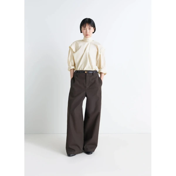 Lemaire Ascot Blouse in Washed Cotton Silk - Tops - Parisian Minimalist Luxury at Luxury Shoes 