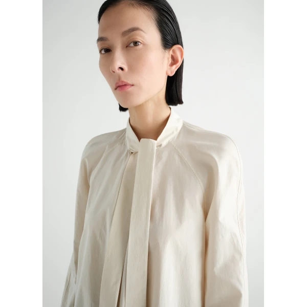 Lemaire Ascot Blouse in Washed Cotton Silk - Tops - Parisian Minimalist Luxury at Luxury Shoes 