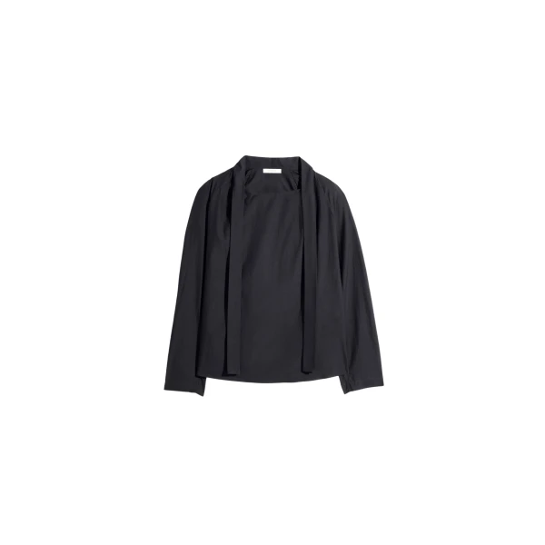 Lemaire Ascot Blouse in Washed Cotton Silk - Tops - Parisian Minimalist Luxury at Luxury Shoes 