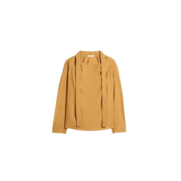 Lemaire Ascot Blouse in Washed Cotton Silk - Tops - Parisian Minimalist Luxury at Luxury Shoes 