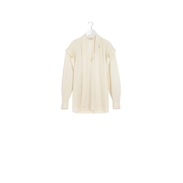 Lemaire Ascot Blouse in Washed Cotton Silk - Tops - Parisian Minimalist Luxury at Luxury Shoes 
