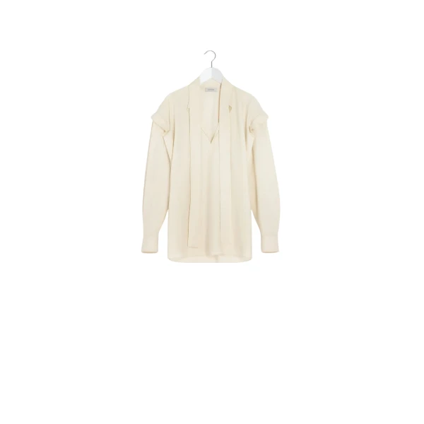 Lemaire Ascot Blouse in Washed Cotton Silk - Tops - Parisian Minimalist Luxury at Luxury Shoes 