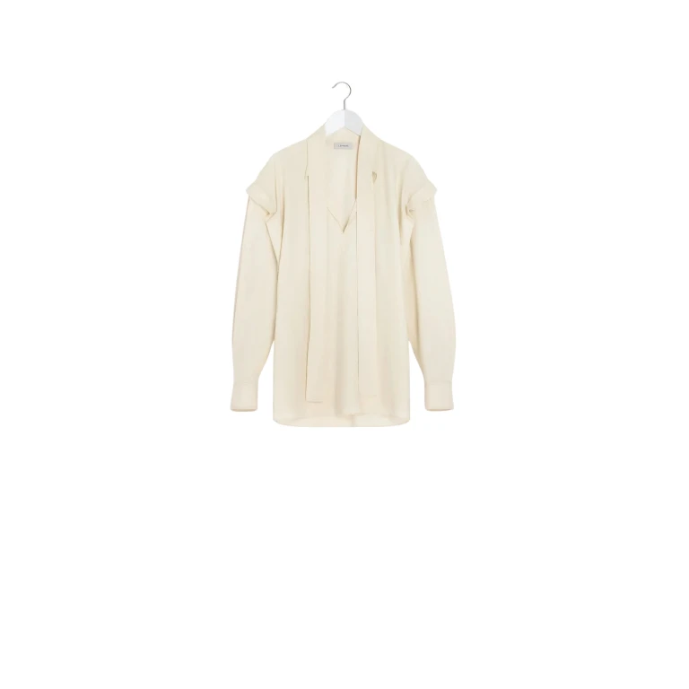 Lemaire Ascot Blouse in Washed Cotton Silk - Tops - Parisian Minimalist Luxury at Luxury Shoes 