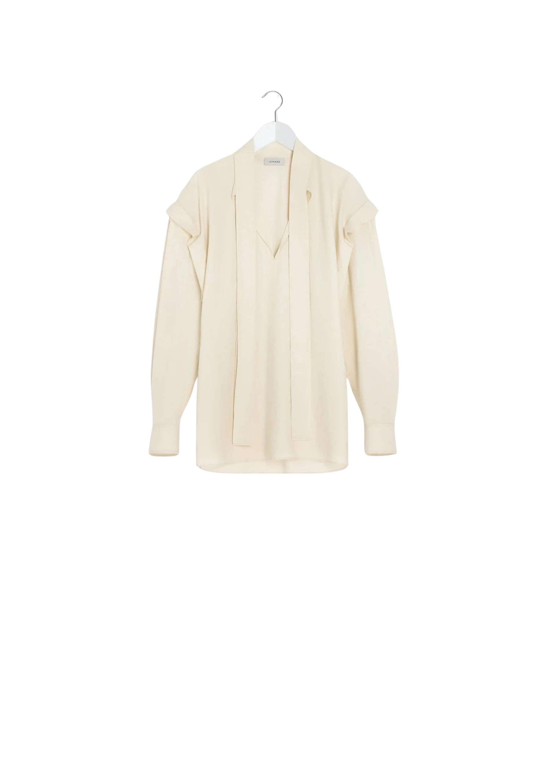 Lemaire Ascot Blouse in Washed Cotton Silk - Tops - Parisian Minimalist Luxury at Luxury Shoes 