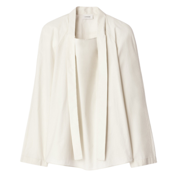 Lemaire Ascot Blouse in Washed Cotton Silk - Tops - Parisian Minimalist Luxury at Luxury Shoes 
