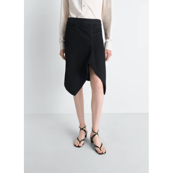Lemaire Asymmetric Skirt in Denim - Skirts - Parisian Minimalist Luxury at Luxury Shoes 