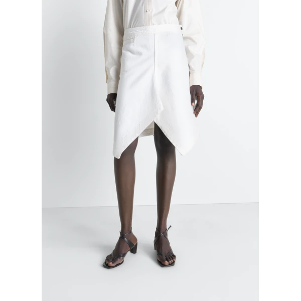 Lemaire Asymmetric Skirt in Denim - Skirts - Parisian Minimalist Luxury at Luxury Shoes 