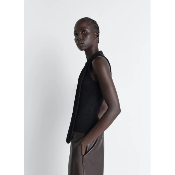Lemaire Asymmetrical Fitted Top in Jersey - Tops - Parisian Minimalist Luxury at Luxury Shoes 