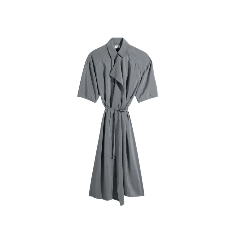 Lemaire Asymmetrical Shirt Dress in Dry Silk - Dresses - Parisian Minimalist Luxury at Luxury Shoes 