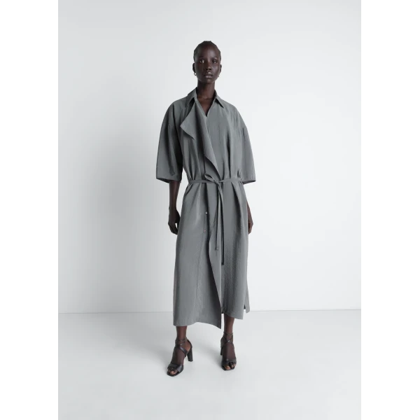 Lemaire Asymmetrical Shirt Dress in Dry Silk - Dresses - Parisian Minimalist Luxury at Luxury Shoes 