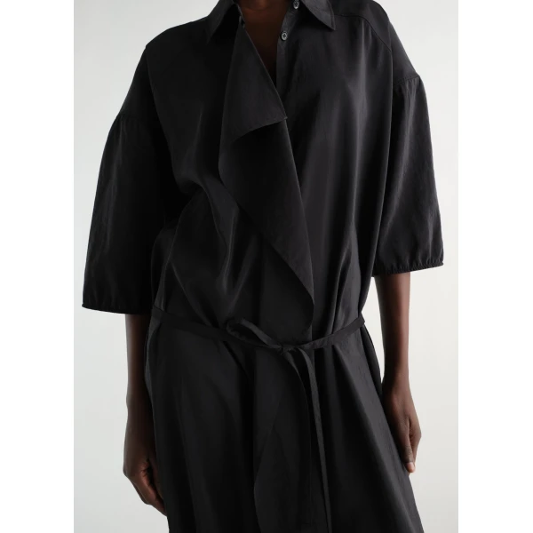 Lemaire Asymmetrical Shirt Dress in Dry Silk - Dresses - Parisian Minimalist Luxury at Luxury Shoes 
