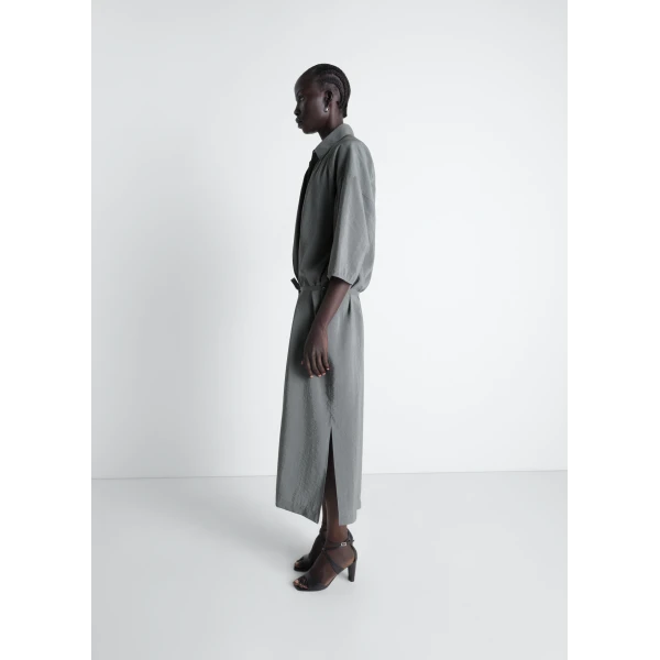Lemaire Asymmetrical Shirt Dress in Dry Silk - Dresses - Parisian Minimalist Luxury at Luxury Shoes 