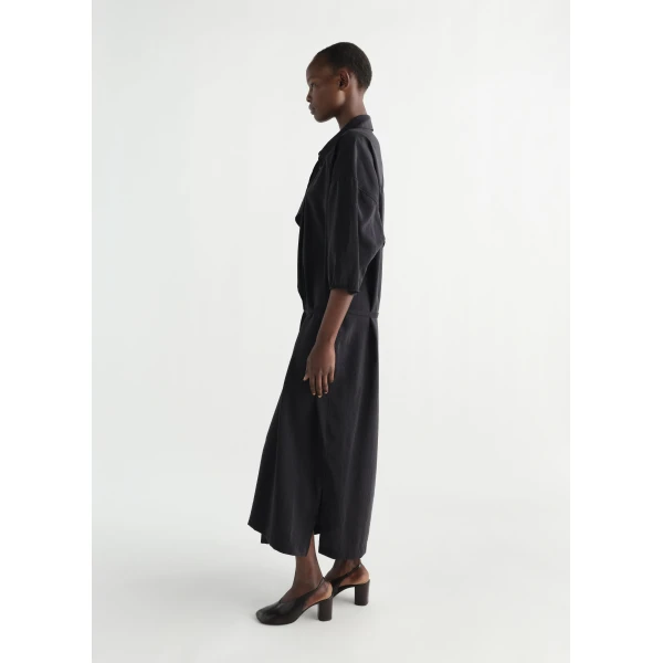 Lemaire Asymmetrical Shirt Dress in Dry Silk - Dresses - Parisian Minimalist Luxury at Luxury Shoes 