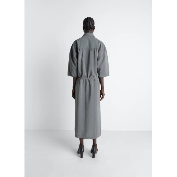 Lemaire Asymmetrical Shirt Dress in Dry Silk - Dresses - Parisian Minimalist Luxury at Luxury Shoes 