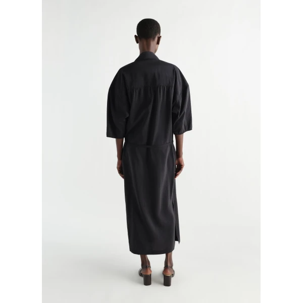 Lemaire Asymmetrical Shirt Dress in Dry Silk - Dresses - Parisian Minimalist Luxury at Luxury Shoes 