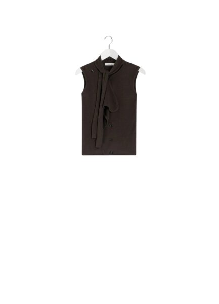 Lemaire Asymmetrical Sleeveless Cardigan in Merino Blend - Knitwear - Parisian Minimalist Luxury at Luxury Shoes 