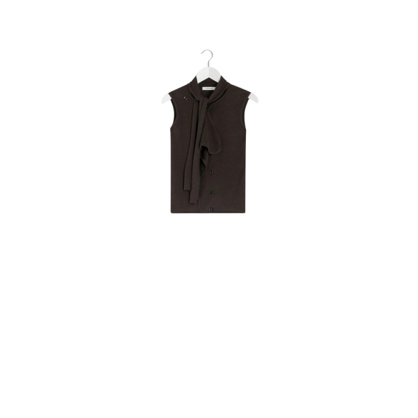 Lemaire Asymmetrical Sleeveless Cardigan in Merino Blend - Knitwear - Parisian Minimalist Luxury at Luxury Shoes 