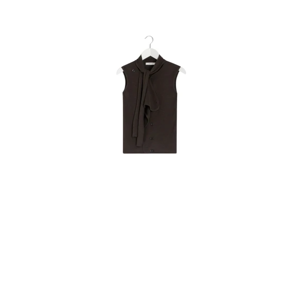 Lemaire Asymmetrical Sleeveless Cardigan in Merino Blend