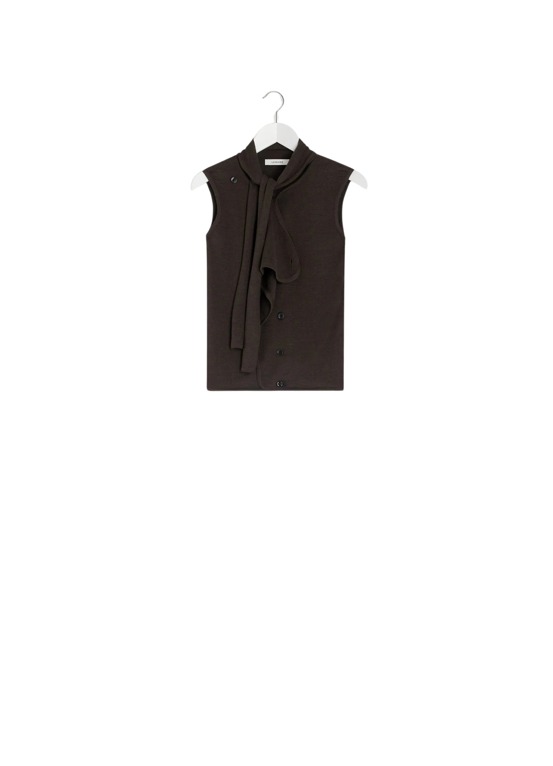 Lemaire Asymmetrical Sleeveless Cardigan in Merino Blend - Knitwear - Parisian Minimalist Luxury at Luxury Shoes 