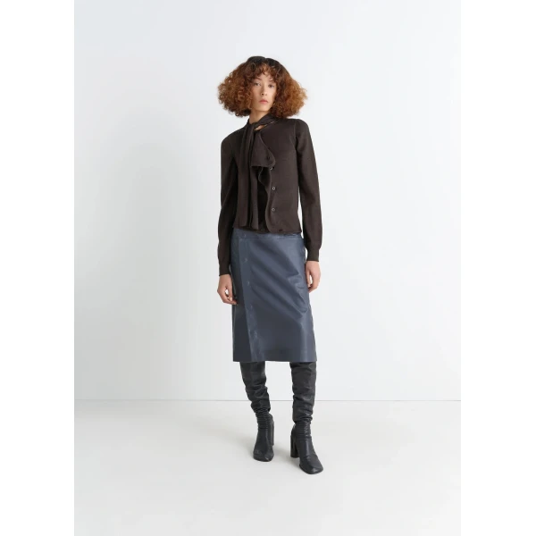 Lemaire Asymmetrical Sleeveless Cardigan in Merino Blend, view 3