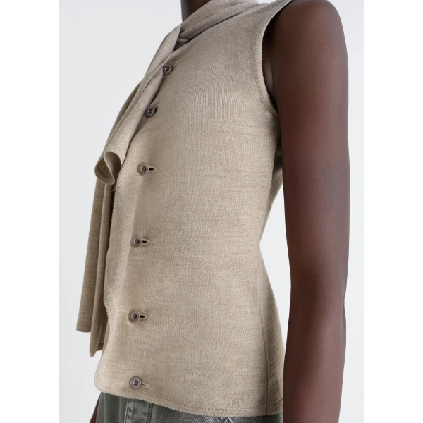 Lemaire Asymmetrical Sleeveless Cardigan in Merino Blend - Knitwear - Parisian Minimalist Luxury at Luxury Shoes 