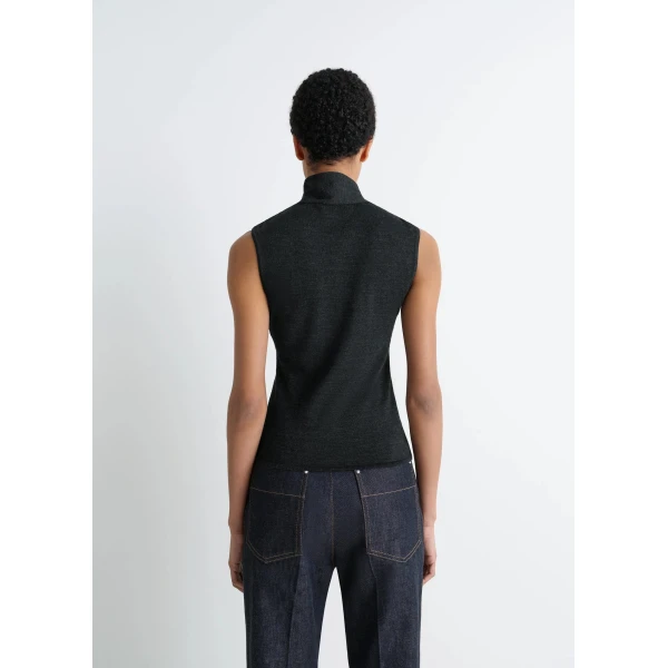 Lemaire Asymmetrical Sleeveless Cardigan in Merino Blend - Knitwear - Parisian Minimalist Luxury at Luxury Shoes 