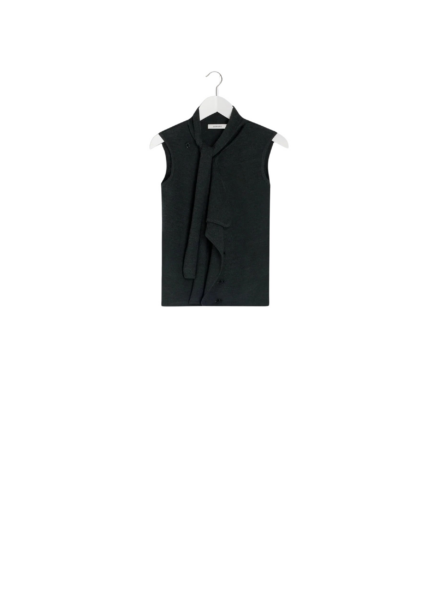 Lemaire Asymmetrical Sleeveless Cardigan in Merino Blend - Knitwear - Parisian Minimalist Luxury at Luxury Shoes 