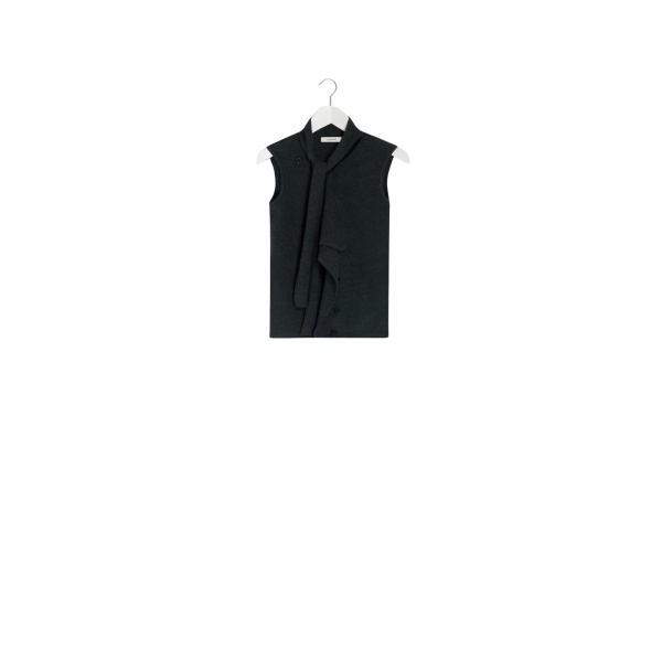 Lemaire Asymmetrical Sleeveless Cardigan in Merino Blend - Knitwear - Parisian Minimalist Luxury at Luxury Shoes 