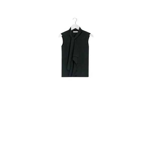Lemaire Asymmetrical Sleeveless Cardigan in Merino Blend - Knitwear - Parisian Minimalist Luxury at Luxury Shoes 