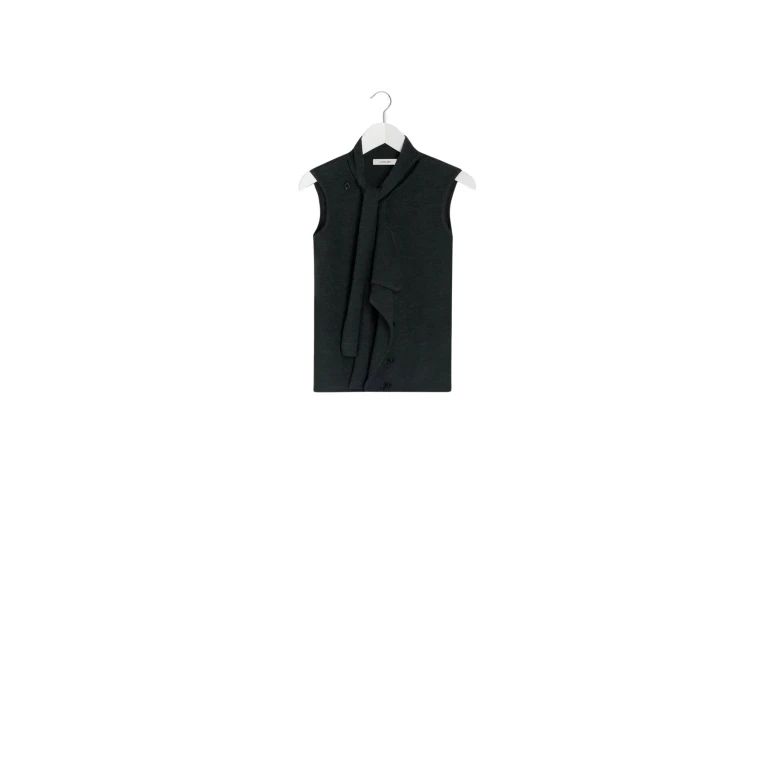 Lemaire Asymmetrical Sleeveless Cardigan in Merino Blend - Knitwear - Parisian Minimalist Luxury at Luxury Shoes 
