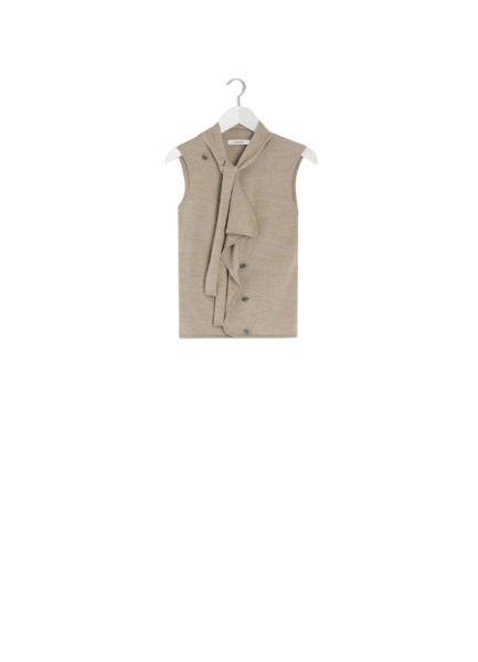 Lemaire Asymmetrical Sleeveless Cardigan in Merino Blend - Knitwear - Parisian Minimalist Luxury at Luxury Shoes 