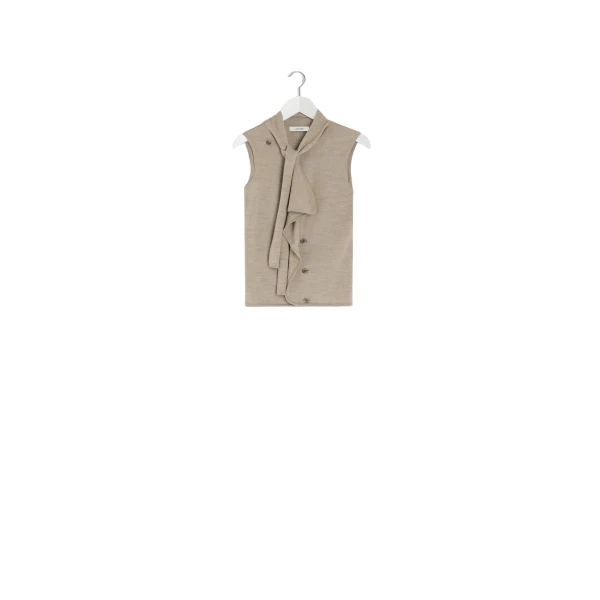 Lemaire Asymmetrical Sleeveless Cardigan in Merino Blend - Knitwear - Parisian Minimalist Luxury at Luxury Shoes 