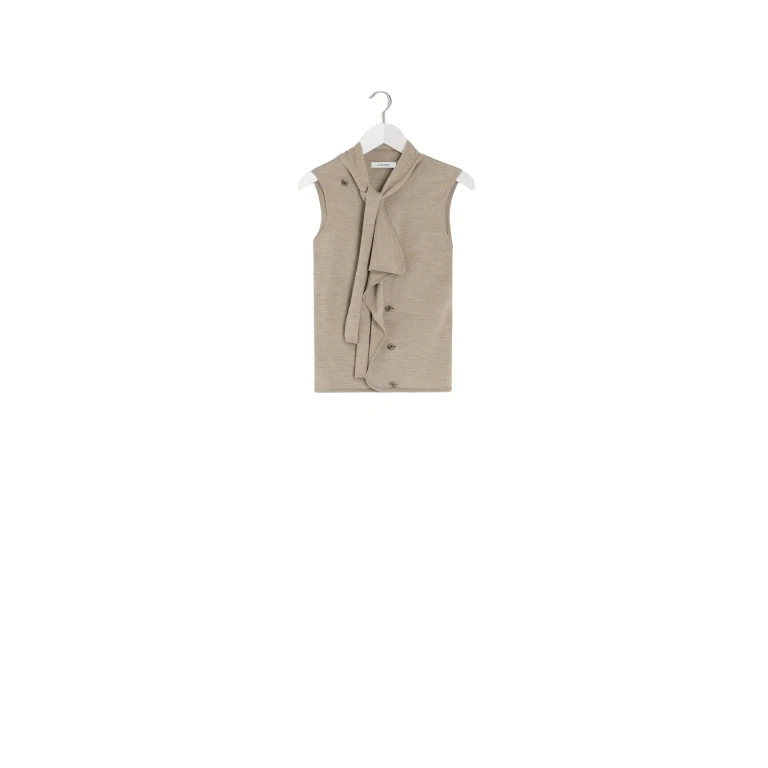 Lemaire Asymmetrical Sleeveless Cardigan in Merino Blend - Knitwear - Parisian Minimalist Luxury at Luxury Shoes 