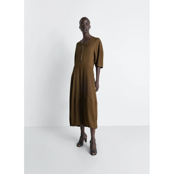 Lemaire Balloon Dress in Crepe De Chine Viscose - Dresses - Parisian Minimalist Luxury at Luxury Shoes 
