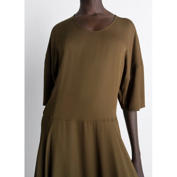 Lemaire Balloon Dress in Crepe De Chine Viscose - Dresses - Parisian Minimalist Luxury at Luxury Shoes 