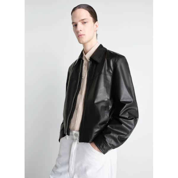 Lemaire Biker Blouson in Leather - Jackets - Parisian Minimalist Luxury at Luxury Shoes 