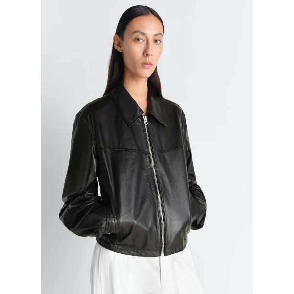 Lemaire Biker Blouson in Leather - Jackets - Parisian Minimalist Luxury at Luxury Shoes 