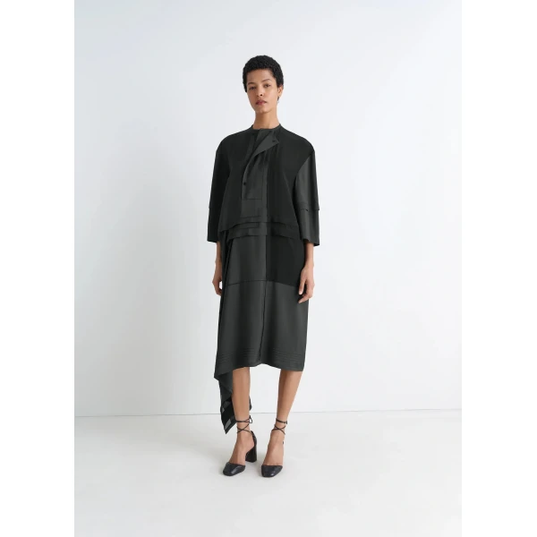 Lemaire Blouse Dress with Pleats in Silk - Dresses - Parisian Minimalist Luxury at Luxury Shoes 