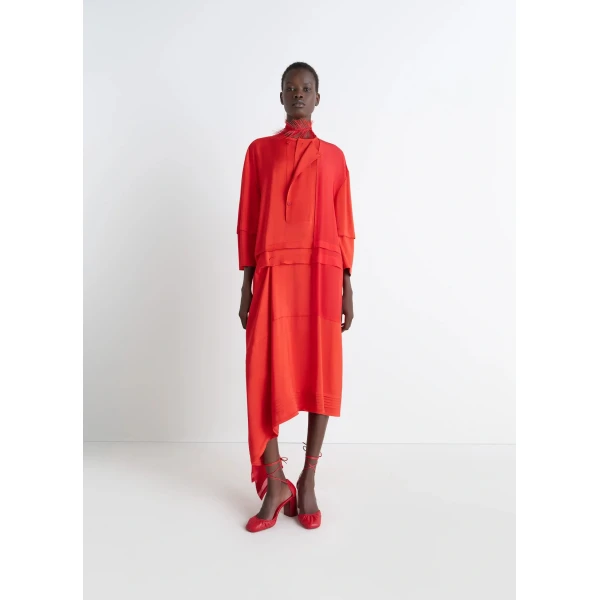 Lemaire Blouse Dress with Pleats in Silk - Dresses - Parisian Minimalist Luxury at Luxury Shoes 
