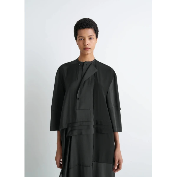 Lemaire Blouse Dress with Pleats in Silk - Dresses - Parisian Minimalist Luxury at Luxury Shoes 