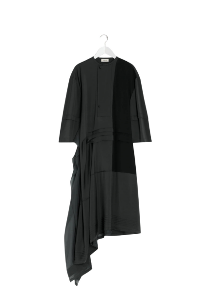 Lemaire Blouse Dress with Pleats in Silk - Dresses - Parisian Minimalist Luxury at Luxury Shoes 