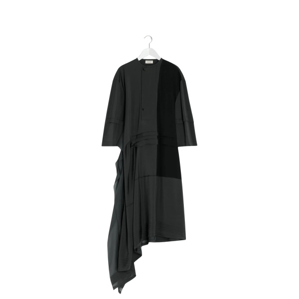 Lemaire Blouse Dress with Pleats in Silk - Dresses - Parisian Minimalist Luxury at Luxury Shoes 