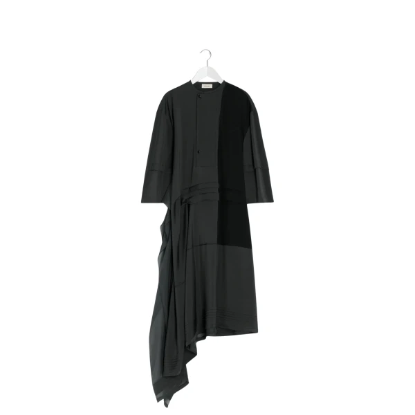 Lemaire Blouse Dress with Pleats in Silk - Dresses - Parisian Minimalist Luxury at Luxury Shoes 