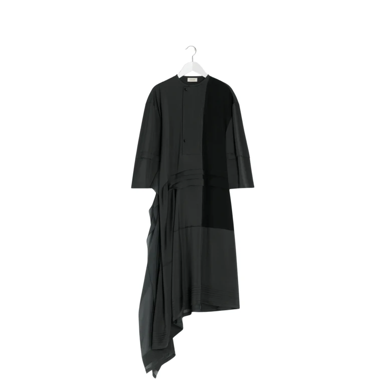 Lemaire Blouse Dress with Pleats in Silk - Dresses - Parisian Minimalist Luxury at Luxury Shoes 