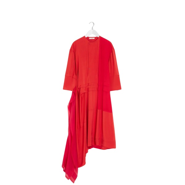 Lemaire Blouse Dress with Pleats in Silk - Dresses - Parisian Minimalist Luxury at Luxury Shoes 